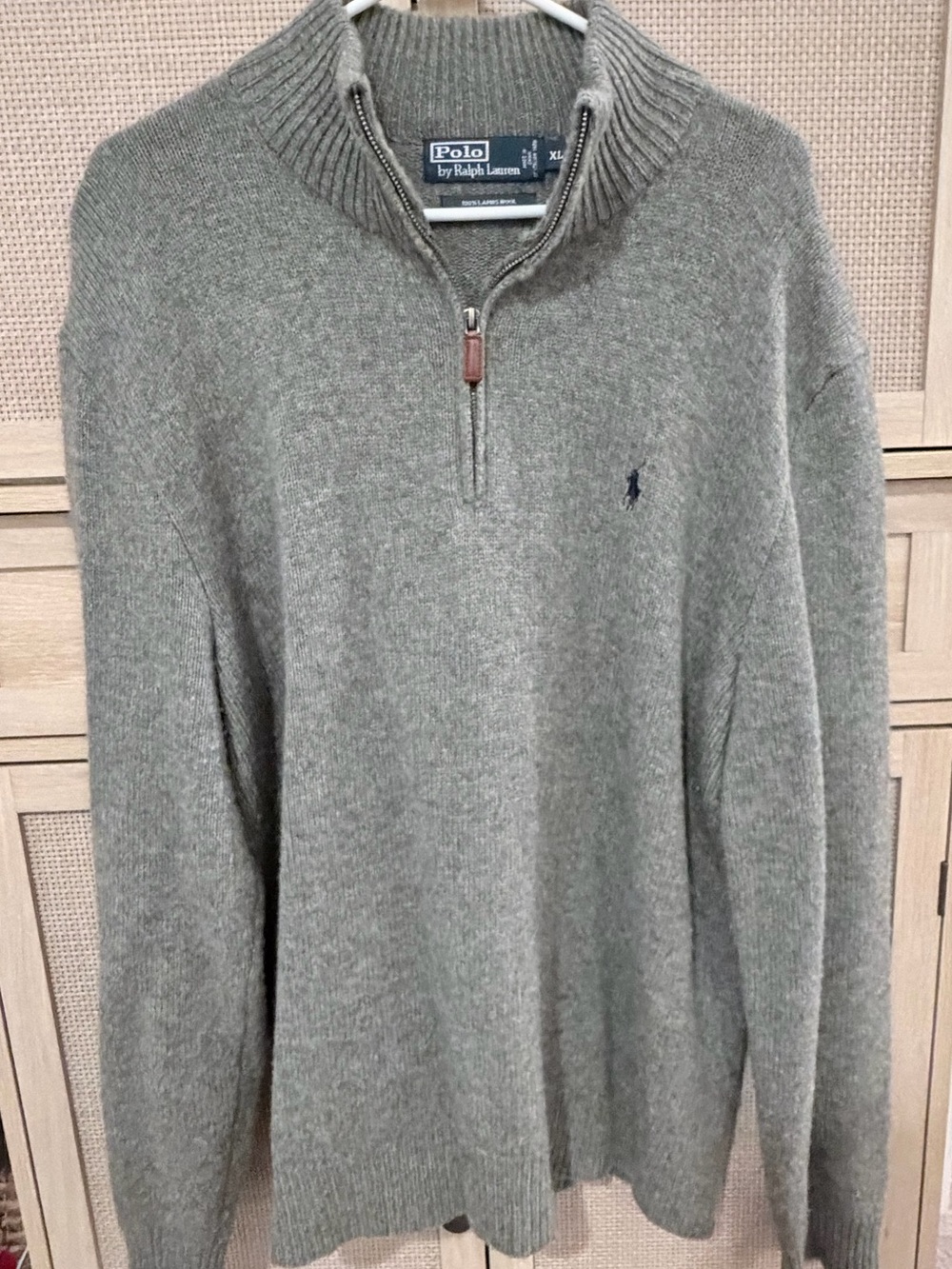 Ralph Lauren Men's Half-Zip Sweater in Heather Gray with Navy Pony
